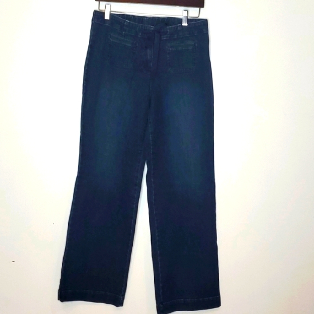 J. Jill Stretchy Ribbon Tie Waist Loose Fit Jeans Size 8